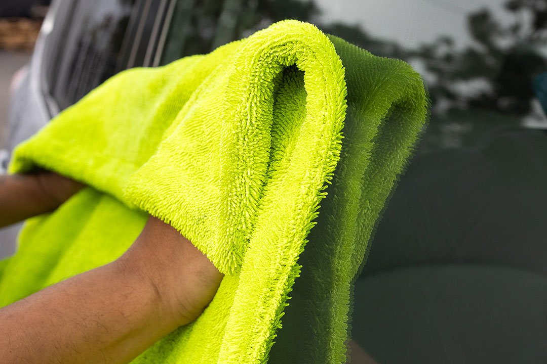 Car Drying Towel 1600GSM The Tank Microfiber Towel Duo Twisted Loop Green Towel Drying Grey Car Glass Jeep